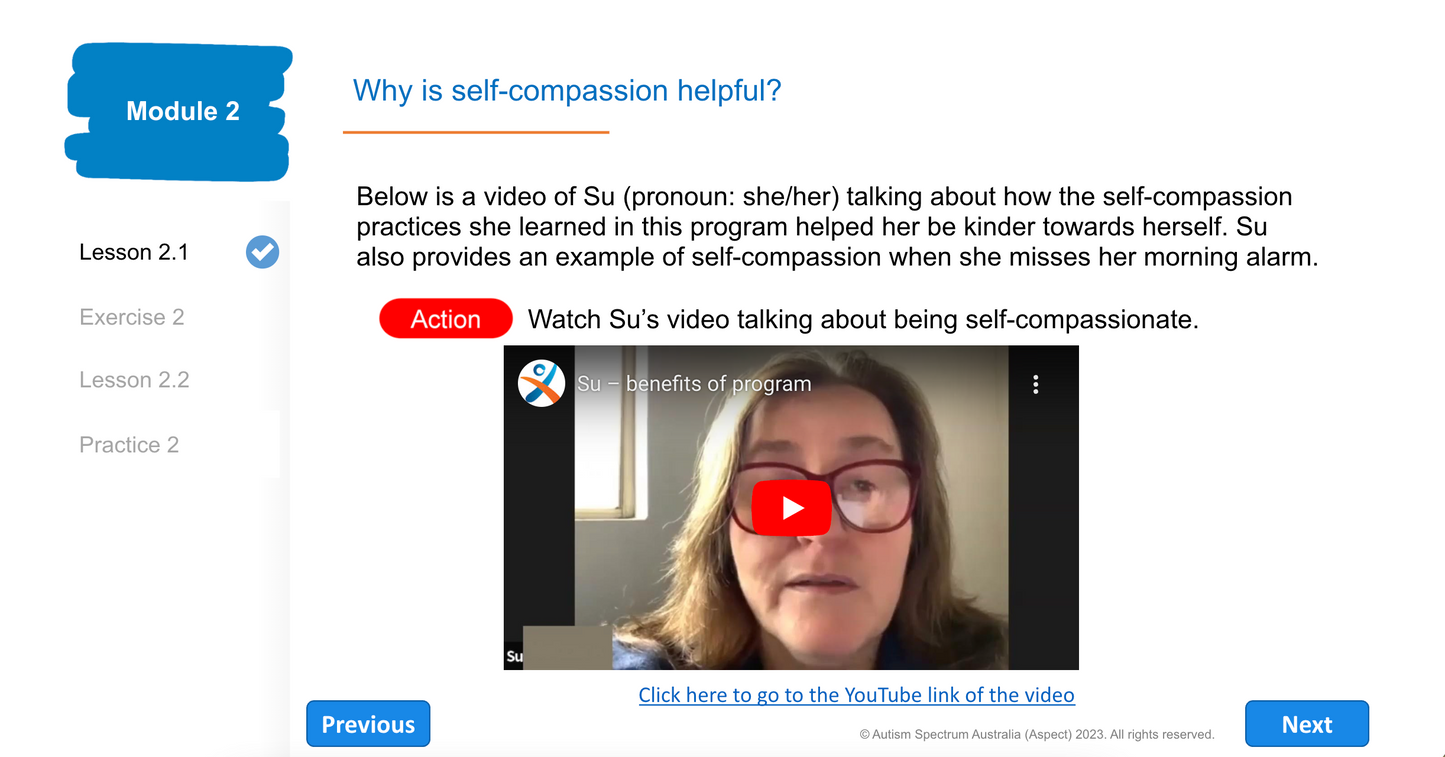 Clinician Version of Aspect Self-compassion Program for Autistic Adults (ASPAA)